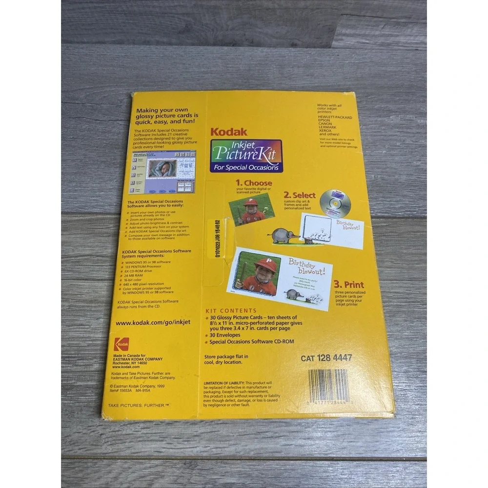 Kodak‎ Inkjet Picture Kit – 30 Glossy Picture Cards 8.5 x 11  Party Invites NOB
